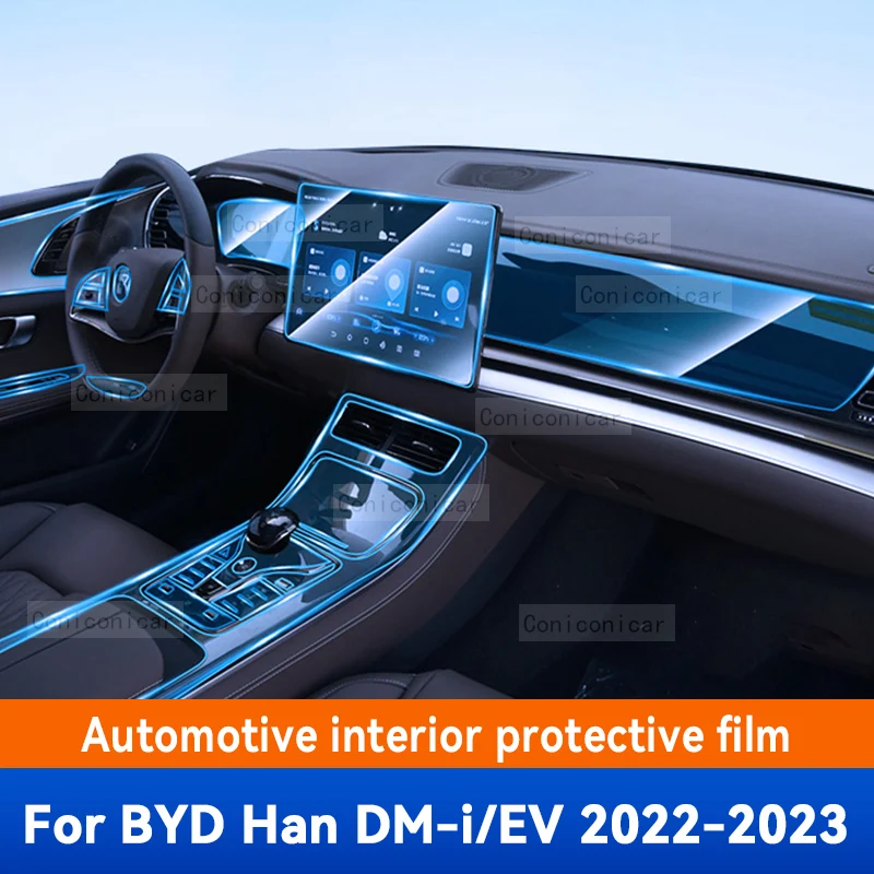 

Панель коробки передач для салона автомобиля BYD HAN DM-i EV 2022 2023, центральная консоль приборной панели, защитная пленка против царапин, аксессуары