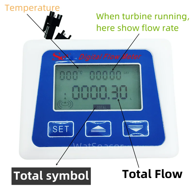 Sea Digital LCD Display For Water Flow Sensor Meter Flowmeter Totalmeter Temperature Measure flow meter water flow meter turbine flow meter digital turbine flow meter