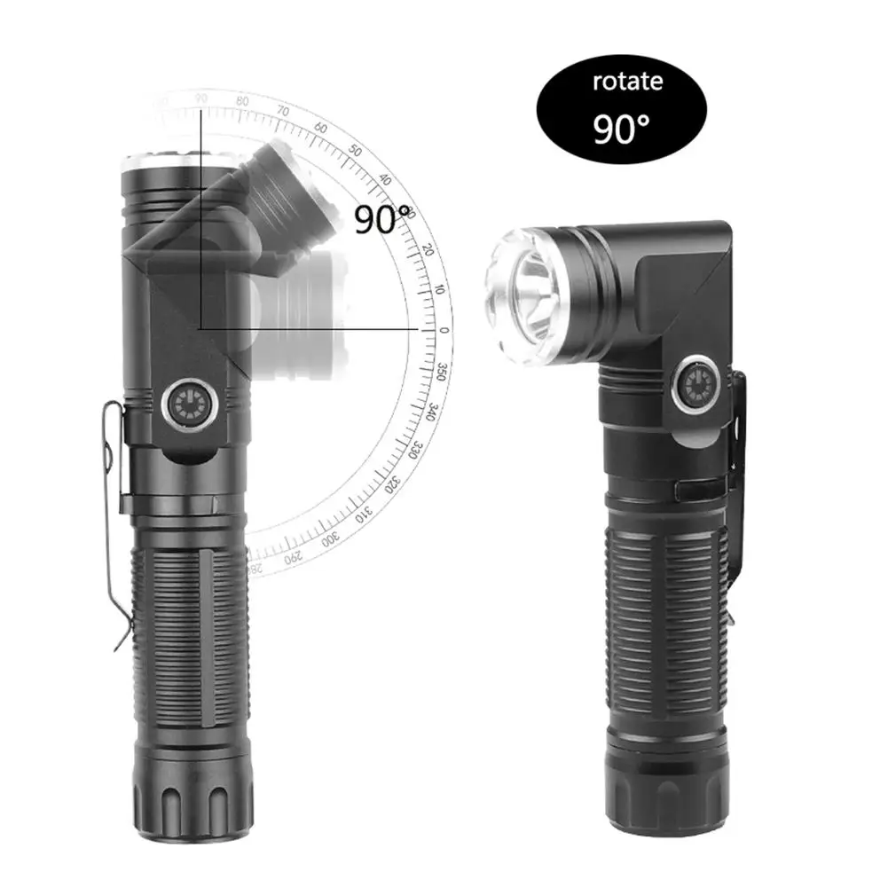 Xpg Portable Mini Flashlight Led Headlamp 3 Levels 90-degree Rotatable Strong Light Torch Work Light With Clip