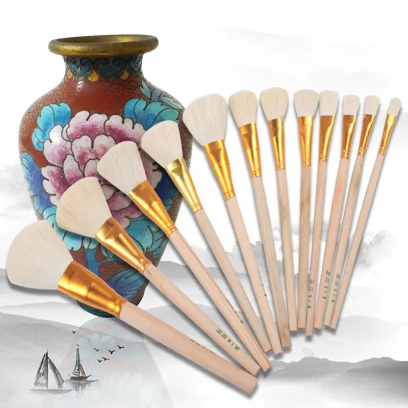 

12pc Pottery Art Wool Brush Set for Ceramic Glaze/painting Coloring Watercolor