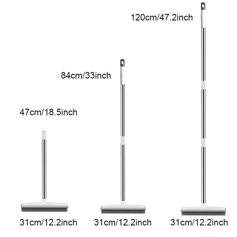 Balai Caoutchouc Poils Animaux – Manche Long Réglable 135 Cm + Raclette Intégrée