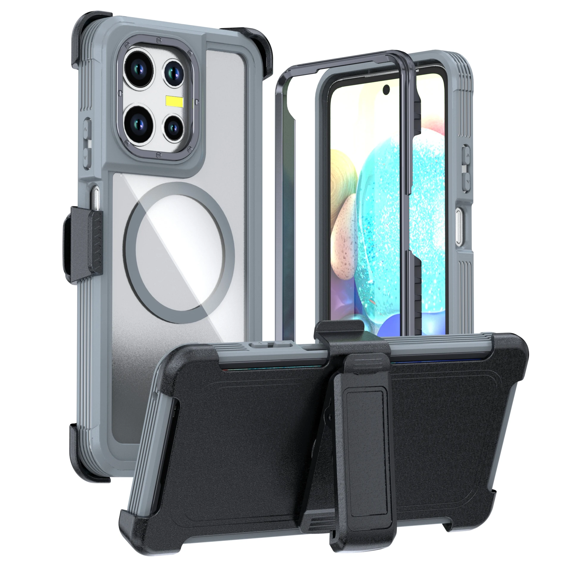 Belt Clip Phone Case with MagSafe-Compatible Clear Protection and Stand