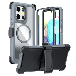 Belt Clip Phone Case with MagSafe - Compatible Clear Protection and Stand - Moto G Play 2026 (GRAY)