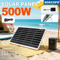 Panneau solaire Mono 50W-500W, Module PV 18V à haute efficacité, générateur solaire pour maison/Camping hors réseau avec prise cc 1