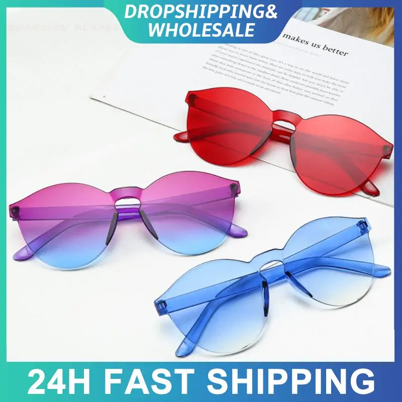 

Rimless Sunglasses Children Candy Gradient Colored Travel Party Eyeglass Decoration Adult Casual Various Styles Travel Glasses