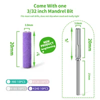 30/40PC 3mm Mini Extra Long Sanding Bands Sets For Acrylic&Polish Gel Removal 80#120#180#240# Stainless Steel Cuticle Drill Bit 2