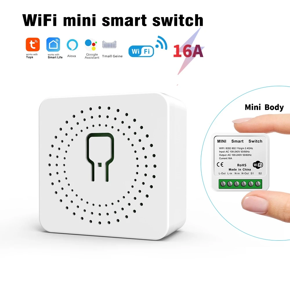 16A WiFi Tuya Smart Switch DIY Light Switches APP Remote 2 Way Control