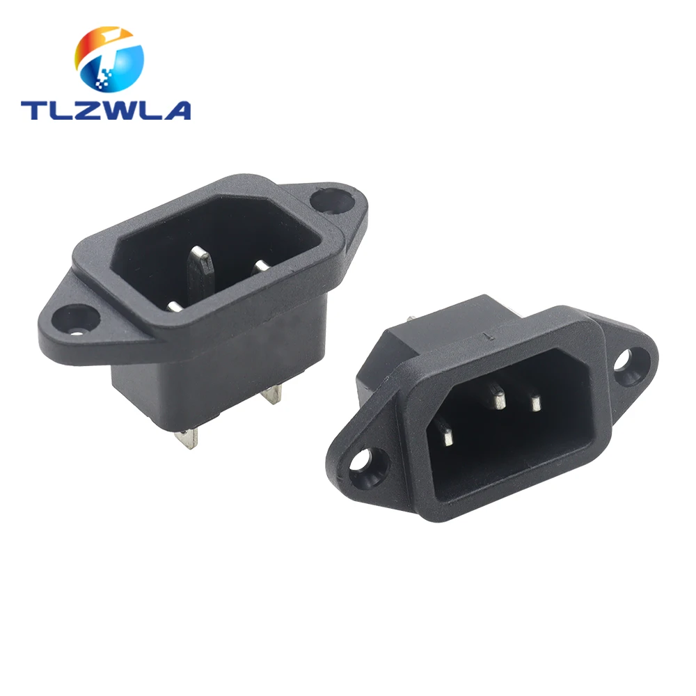 IEC320 C14 AC Power Socket 250V 10A 3-Pin with Ears - Screw Fixed Copper Core