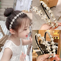 White Pearl Flower Hairbands for Kids Girls Cute Princess Non-Slip Hair Hoop Korean Sweet Children Headband Baby Hair Accessorie 1