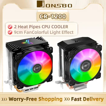 Jonsbo CR1200 9cm 2 Heat Pipes Tower CPU Cooler with RGB Rainbow Cooling Radiator for Intel LGA1151/1200/LGA115X AMD AM4 1