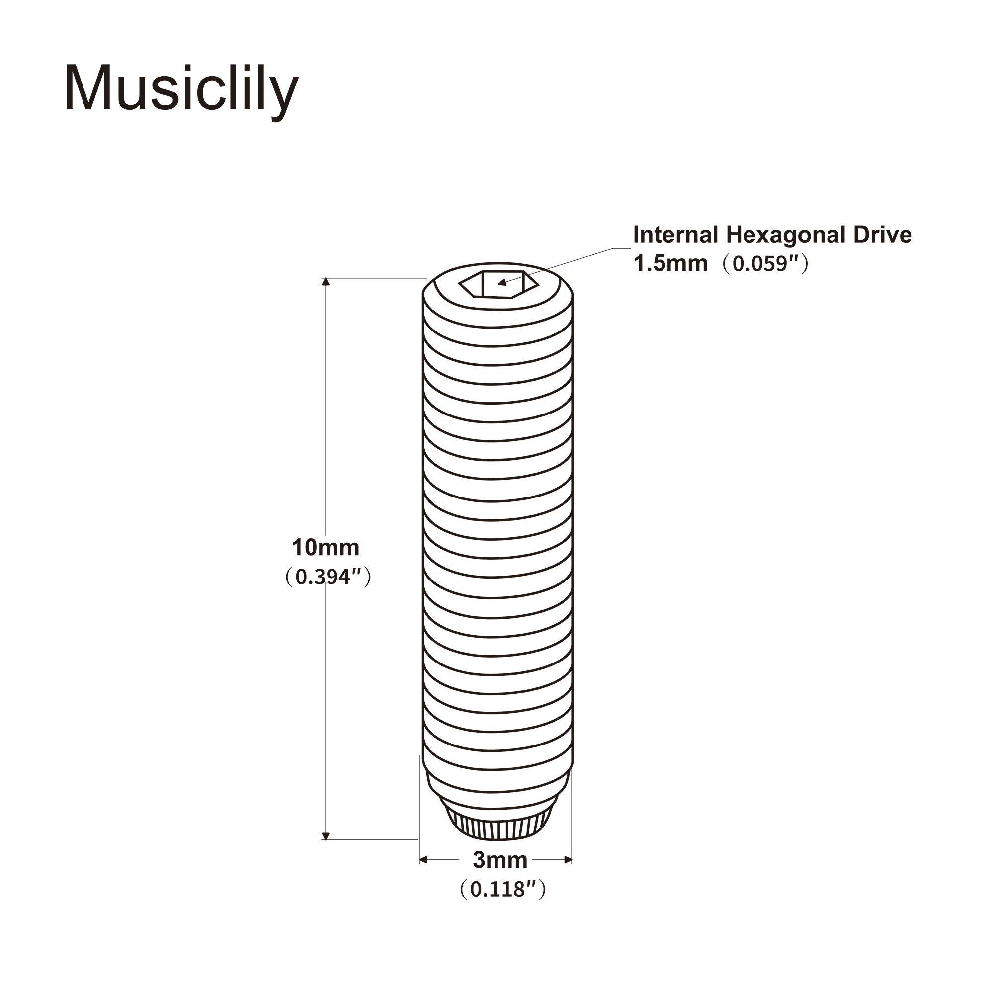 Musiclily Pro metrische Sattelhohenverstellschrauben aus Edelstahl/Stahl für importierte E-Gitarre, Bass, Brücke (12er-Set) – Detail 8