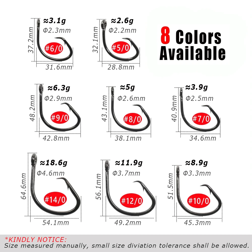 Description Picture 3 of itemWifreo Heavy Wire Weight Mutsu Circle Hook Fishhook Saltwater Fishing Big Game Hooks for Grouper Tuna Shark Boat Reef Fishing