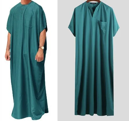 

Muslim Men Jubba Thobe Solid Color Button Kimono Middle Robe Saudi Musulman Shirt Islamic Arabic Kaftan Men Abaya