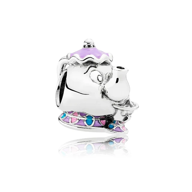 Fit Pandora Disney Beauty and the Beast Charms Mrs Potts and Chip Teapot  Beads for Jewelry Making Women Bracelet Accessories DIY
