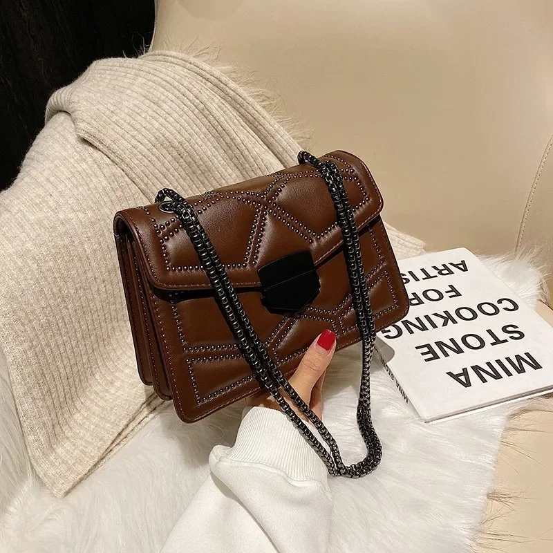 

Pu Buckle Ladies Shoulder Bags Light Luxury Rivet Design Crossbody Bags for Women 2024 High Quality Bolsas Para Mujeres 여자 가방