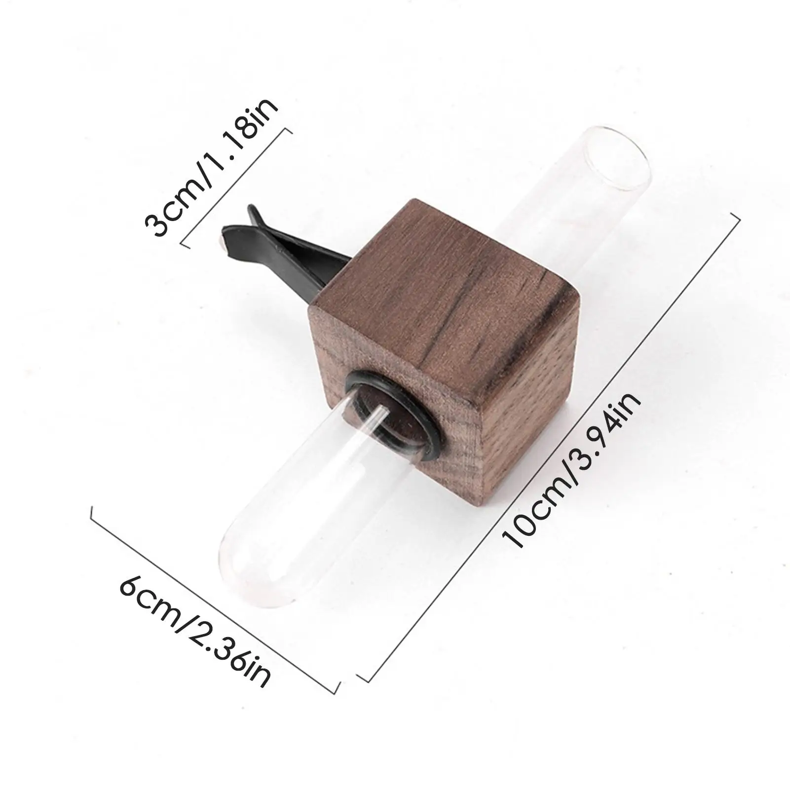 Stable Mini Car Flower Vase Clip Elegant Adjustable Car Vent Flower Vase Walnut And Glass Creative Car Vent Dashboard Decoration