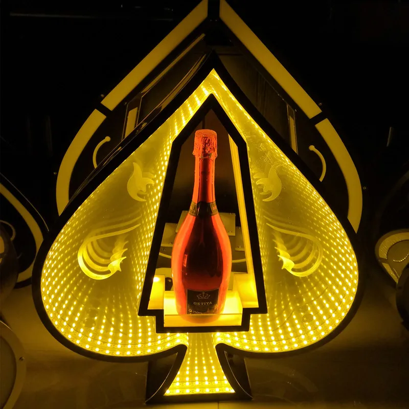 Shiny Bar Party Decoration Rechargeable Color Flashing Champagne King Display Rack LED Ace of Spade VIP Bottle Holder