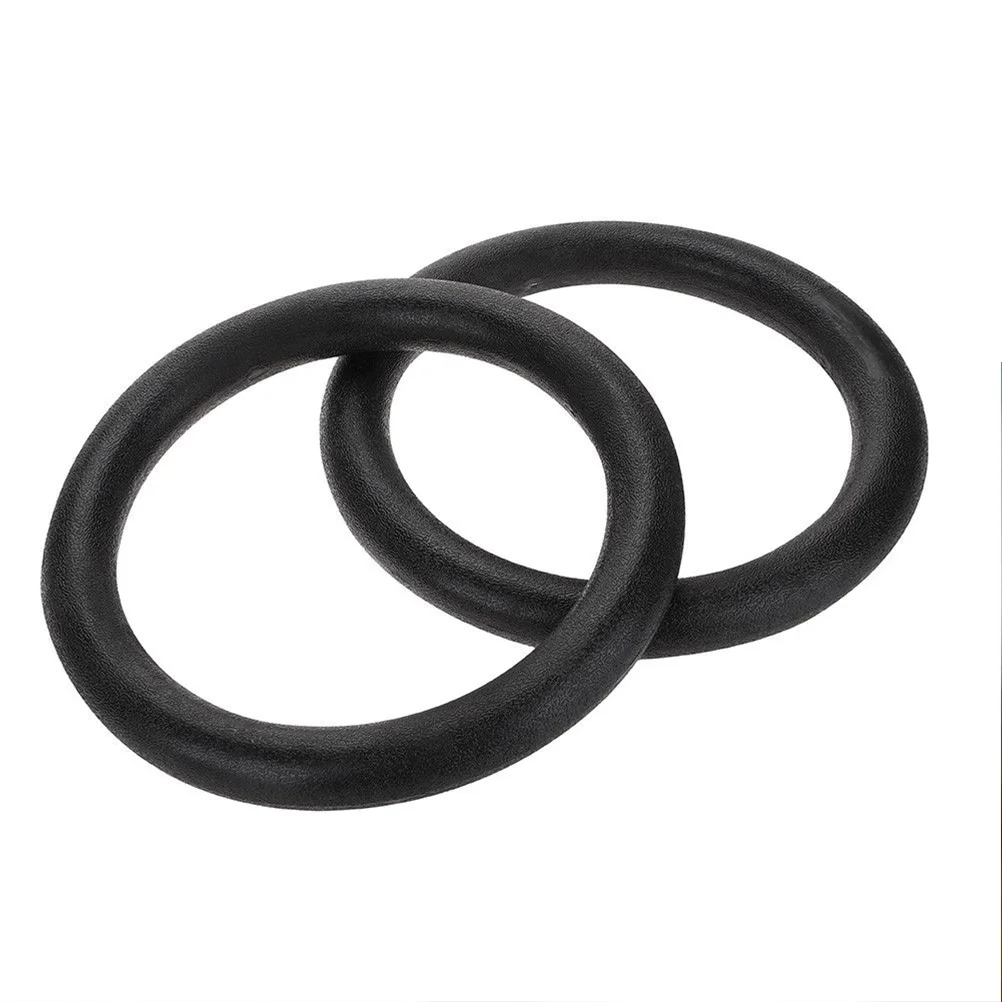 2PCS Replacement Fitness Rings Plastic Gymnastic Ring for Strength Bodyweight Training Cross-Training Workouts (Black)
