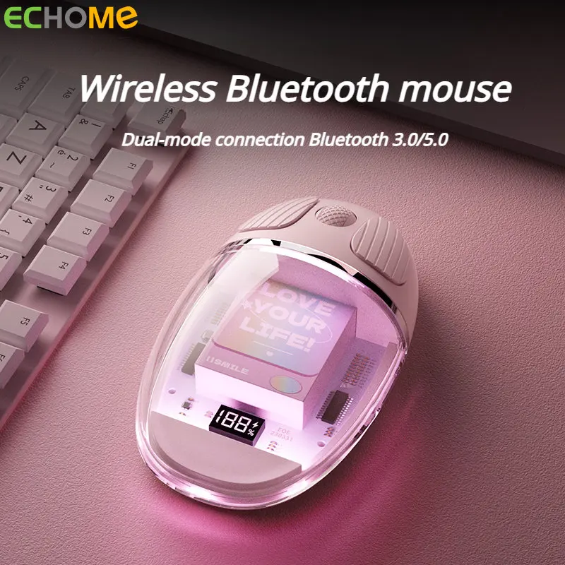 Echome-mouse Transparente sem Fio para Menina Retroiluminação Rgb Recarregável Portátil Mini Acessórios para Laptop Computador Ipad