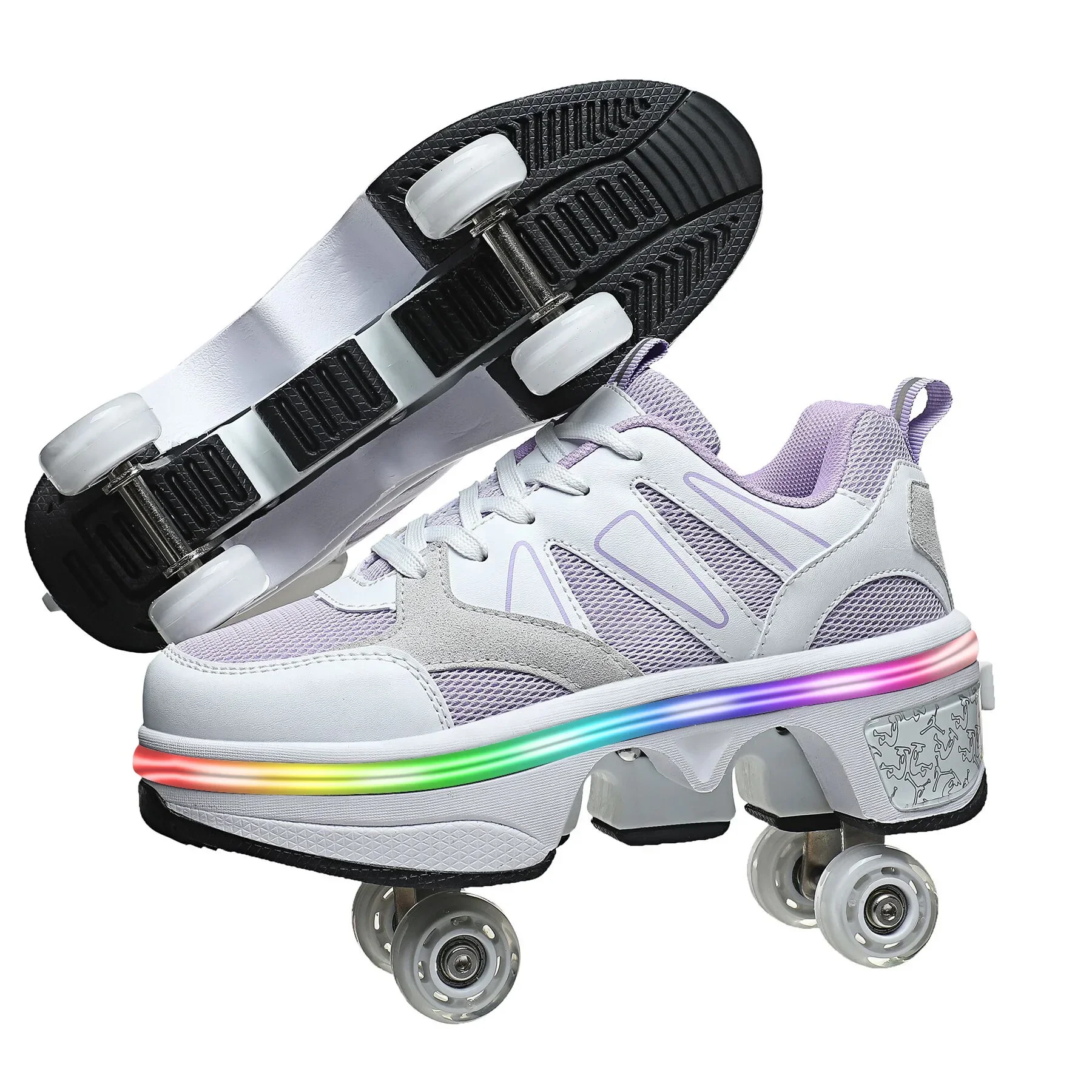 Kids Deformation Roller Skates Shoes 4 Wheels Parkour Sport Roller Shoes Children Girls Boys Skates Unisex Adult Sneakers