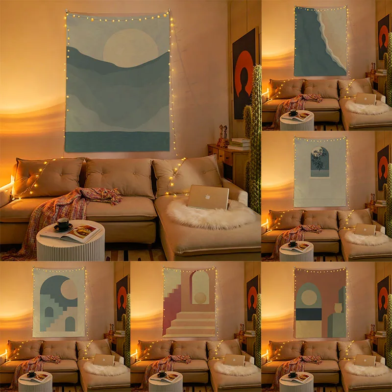 

Tapestry Wall Decor Simple Blue And Pink Fresh Morandi Style Hanging On The Wall Background Cloth