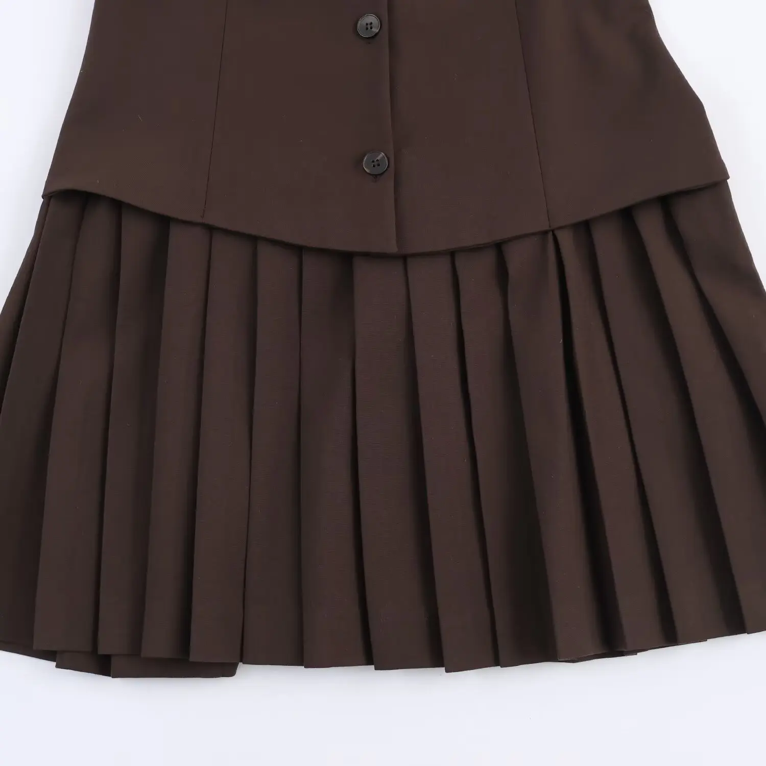 Women's Coffee Collor Mini Dress With Movable Tie Female Sleeveless Short Skirt Pleated Skirt Commuting Casual Skirt Streetwear