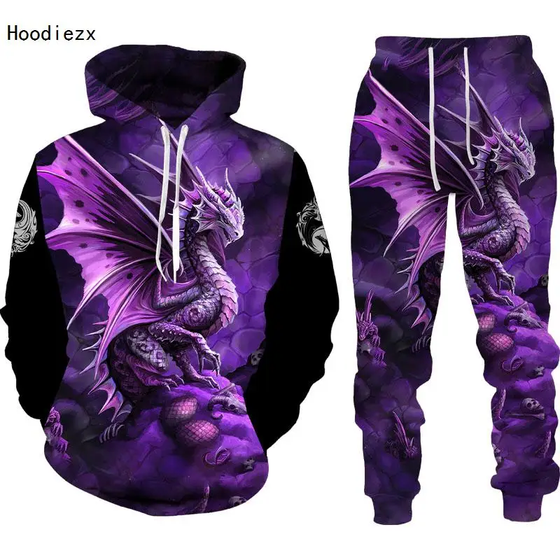 3d element draon print sweater men's sweater suit sportswear/pullover/jacket/sweatpants sprin and autumn men's_voghion.com