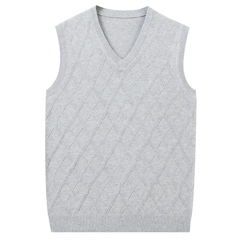 Description Picture 3 of itemFashion New Men Sweater Vest Casual Men's Sleeveless V-neck Knitted Sweater Autumn Slim Solid Casual Waistcoat Vest
