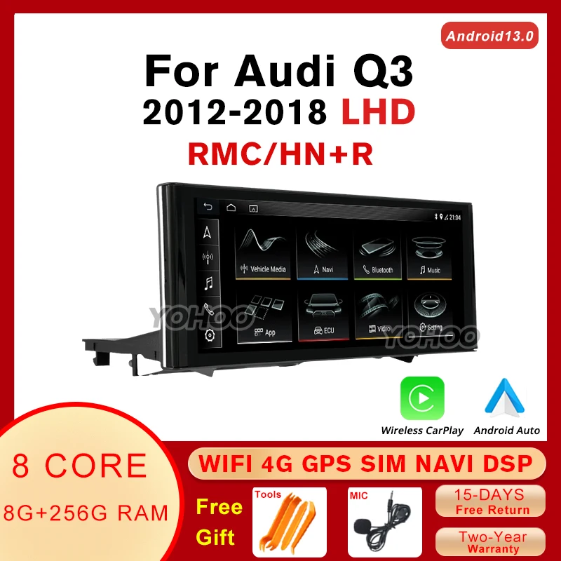 

10.25'' Android 12 Car Radio For Audi Q3 LHD 2012-2018 RMC HN+R CarPlay Multimedia Player GPS Navigation DSP Headunit