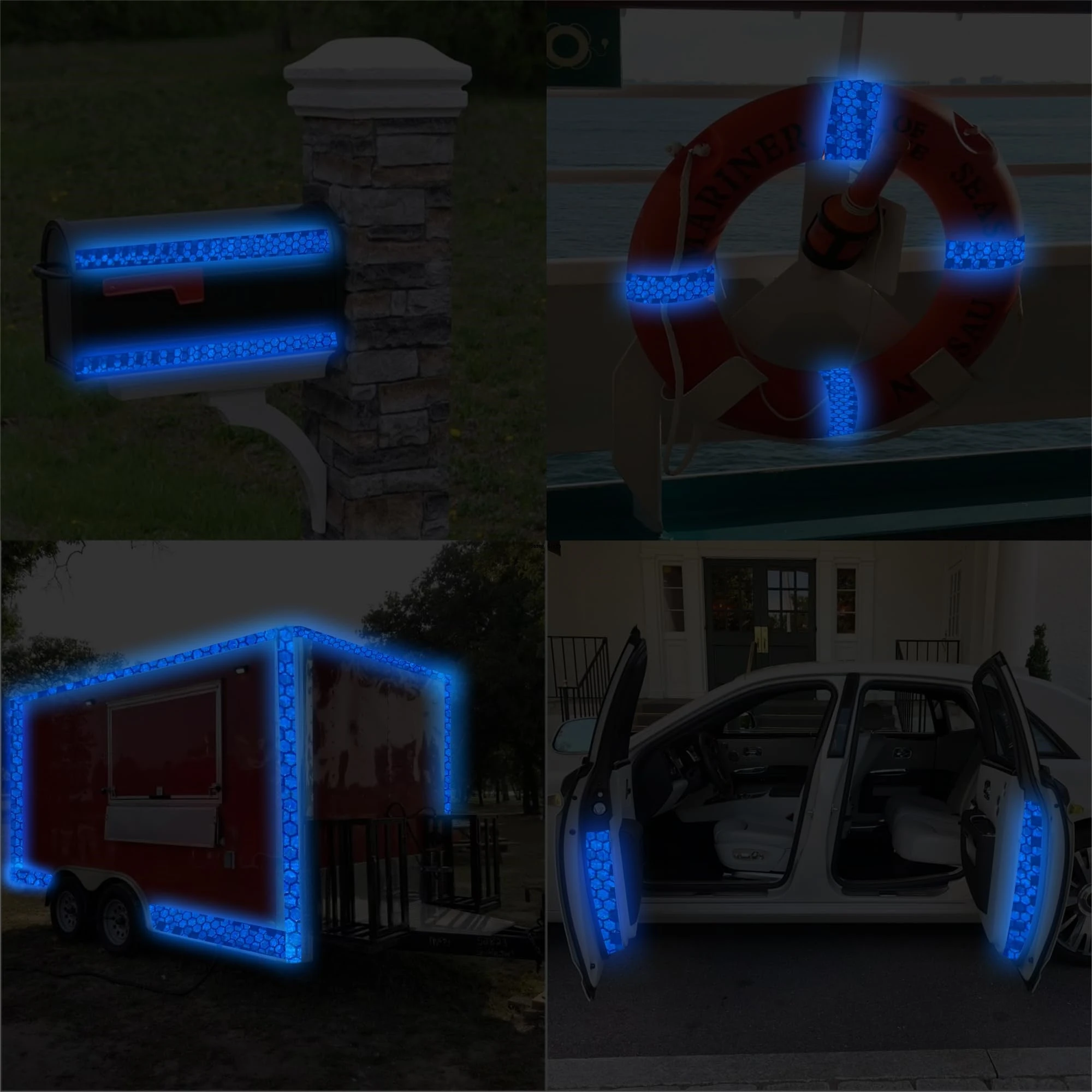 2.5cm/5cm/10cm/20cm*5M Waterproof Reflective Tape Blue Adhesive High Visibility Warning Safety Reflector Conspicuous Car Sticker 5