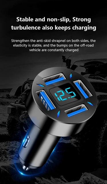 Moioee 4 Ports USB Car Charger, 66W Super Fast Charging USB QC 3.0, USB  Adapter Charger with LED Voltmeter for Car Cigarette Lighter Plug,  Compatible