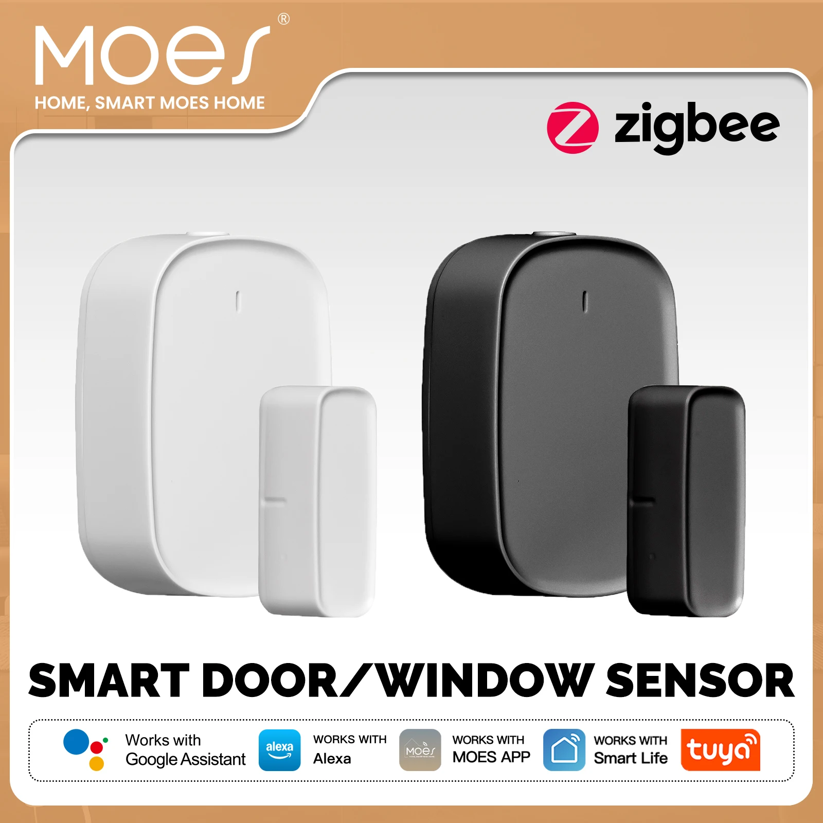 MOES Tuya ZigBee Smart Window Door Gate Sensor Detector Smart Home ...
