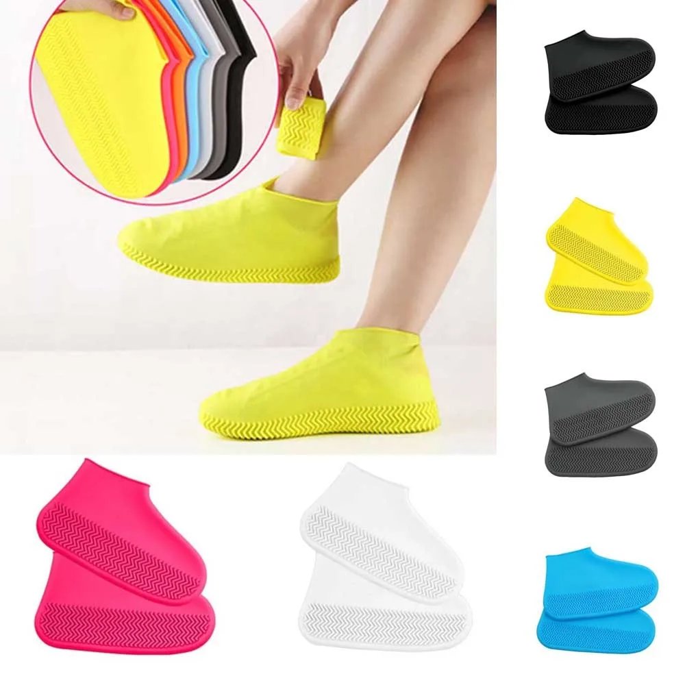 

1 Pair Silicone Shoe Cover Reusable Elastic Waterproof Non-slip Texture Soles Outdoor Camping Hiking Rainy Day Shoes Covers