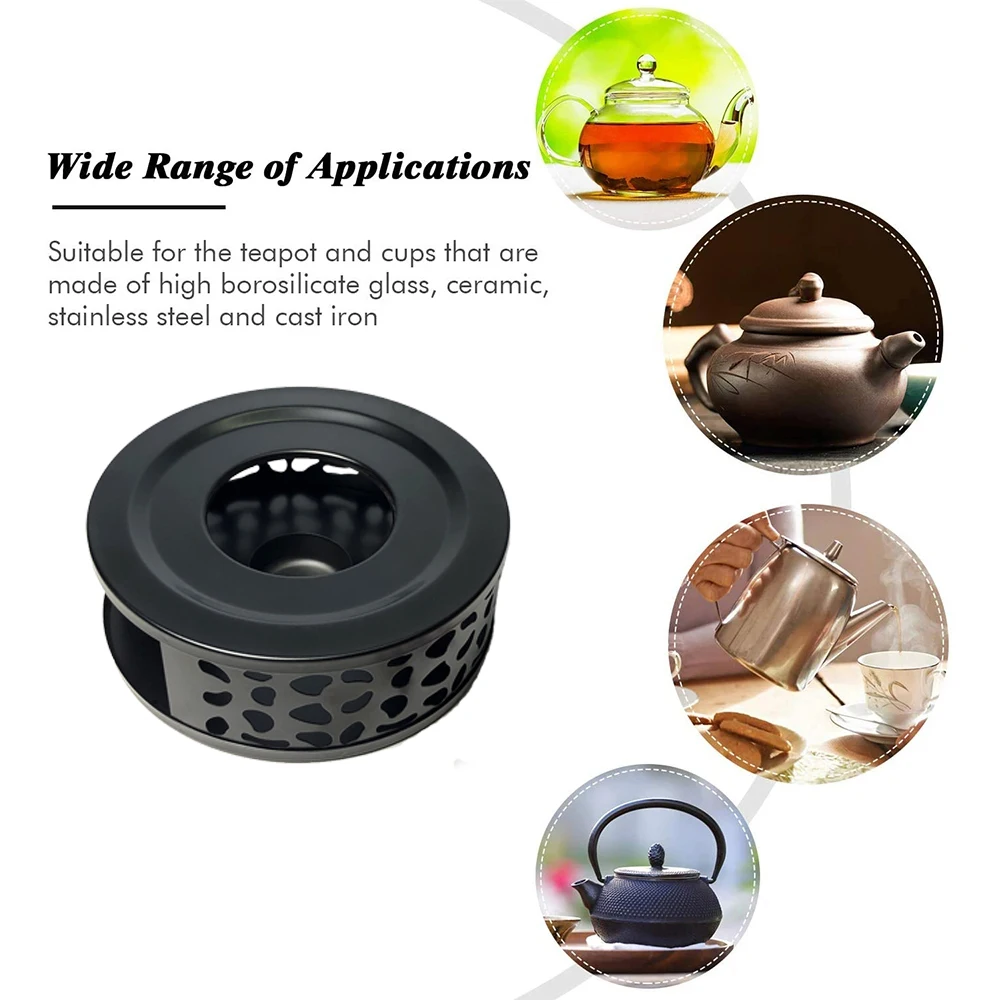 Tea Warmer Coffee Tea Warmer Portable Holiday Gifts Hollow Frame Teapot Heating Base Holder Hotel Travel Kitchen Home Restaurant