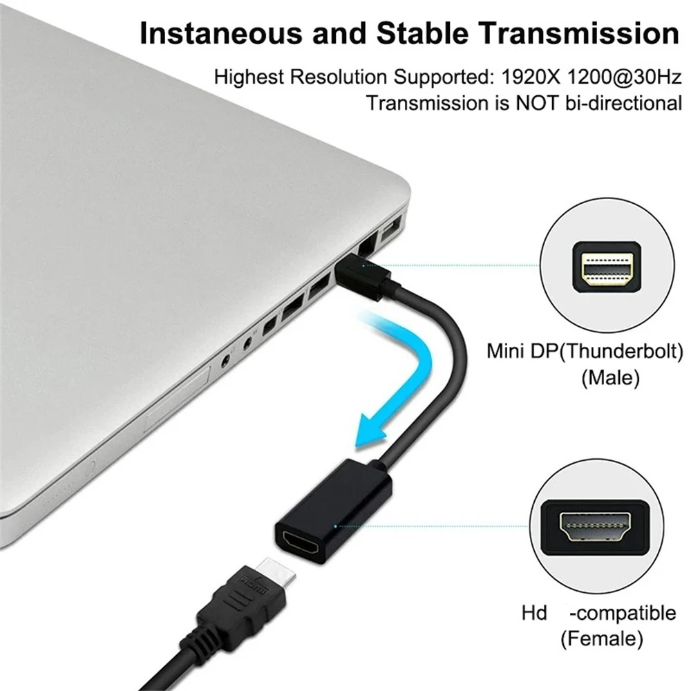 Adattatore Mini DisplayPort a HDMI compatibile 4K 1080P, Convertitore da Mini DP Maschio a HD Femmina, Compatibile con MacBook Air Pro - immagine 5