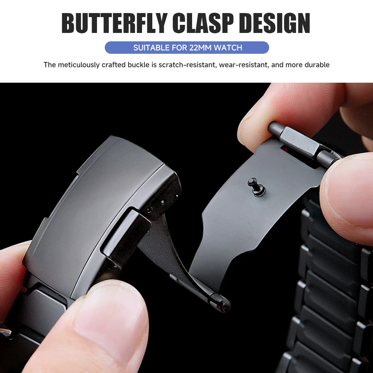 Premium 22mm Titanium & Silicone Watch Strap Bracelet