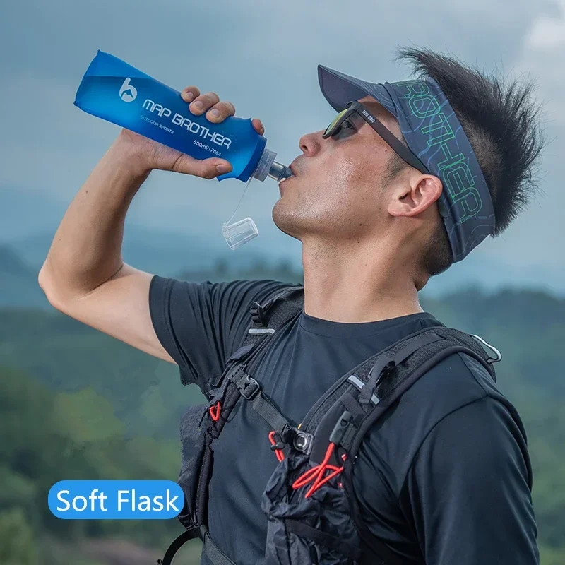 Collapsible Soft Flask Water Bottle - 250ml/500ml, Ideal for Running and Hydration Packs