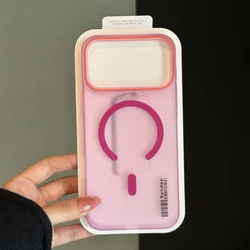 Ultra Thin Translucent Matte Magnetic Phone Case with Magsafe Protection - iPhone 15 Plus (Pink)
