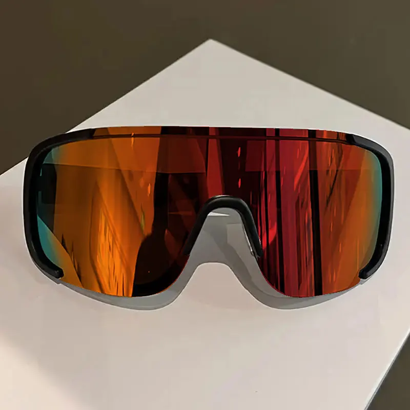 Modische Brillengestelle mit flacher Linse, mehrfarbig, trendige Spiegel-Fahrradbrille, Outdoor-Bergsteigen, Reisebrillen – Detail 5