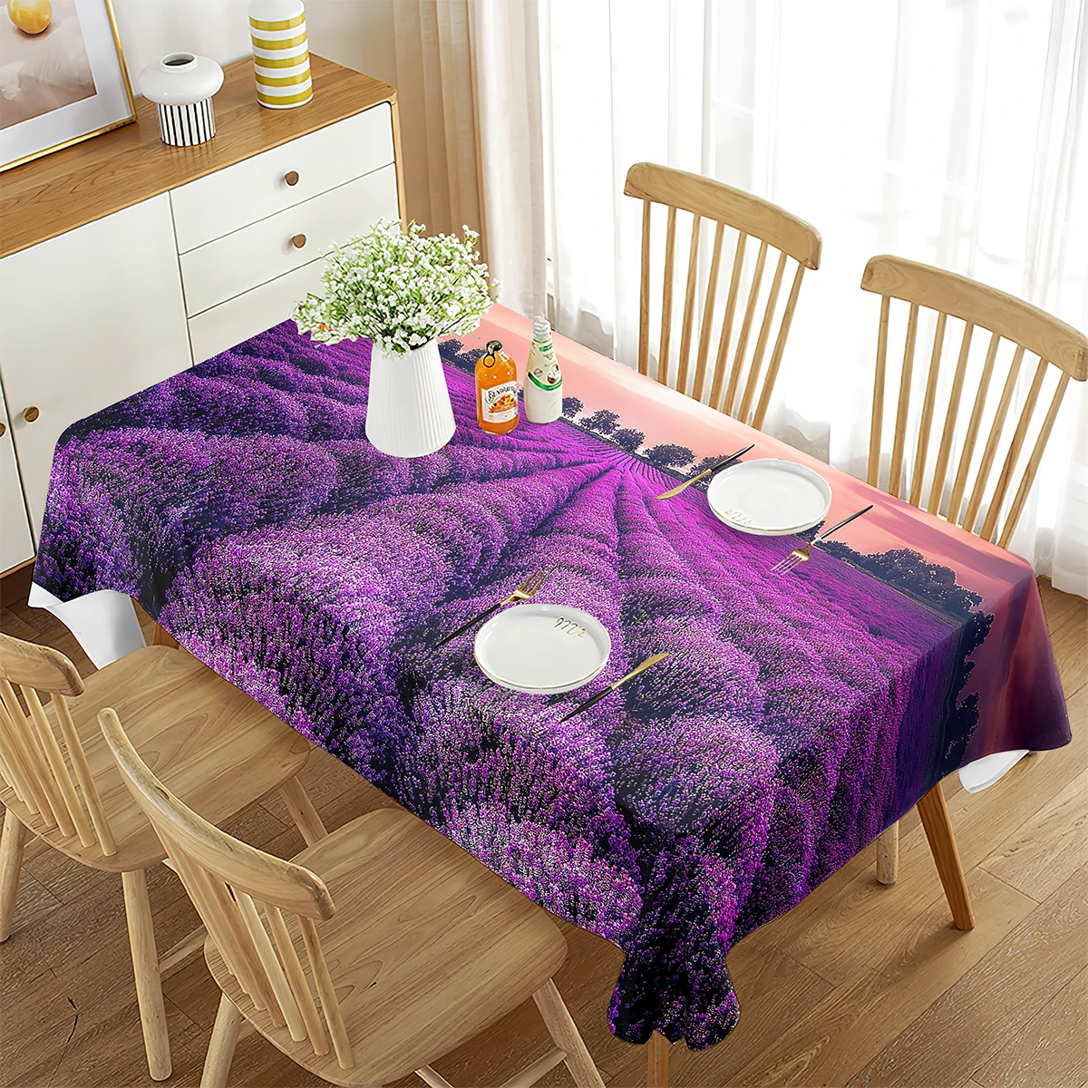 Purple Lavender Rectangle Tablecloth Beautiful Lavender Romance Sweet