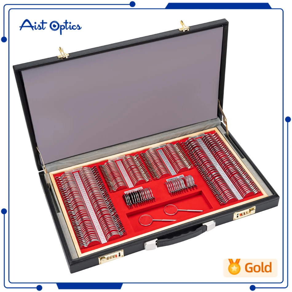 AIST-estuche de lentes grado A, equipo de Optometría de alta calidad, conjunto de lentes de prueba de prisma de borde de Metal óptico, de China - Herramientas