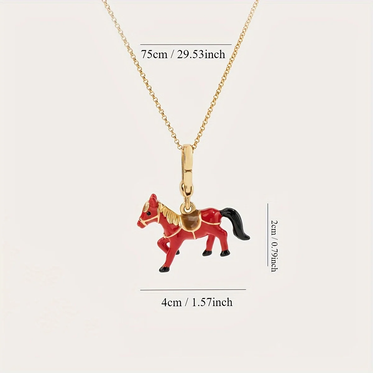 1Pc Fashion Niche Enamel Red Horse Pendant Necklace for Women Keychain Pendant Sweet Cool Party Jewelry Valentine's Day Gift 4