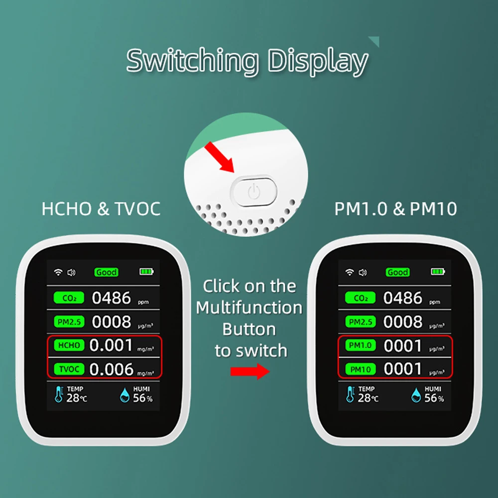    , µ   , NDIR ̻ȭź , PM1.0, PM2.5, PM10, CO2, TVOC, HCHO, 8  1