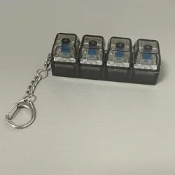 Compact Four - Button Mechanical Keyboard Keychain for Stress Relief and Daily Use (Gray)