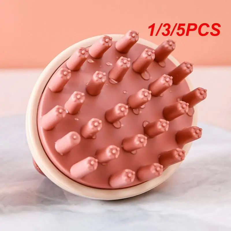 

1/3/5PCS Silicone Shampoo Brush Head Massage Home Hair Cleansing Washing Scalp Massager Comb Anti-skid With Handle Bath Soft