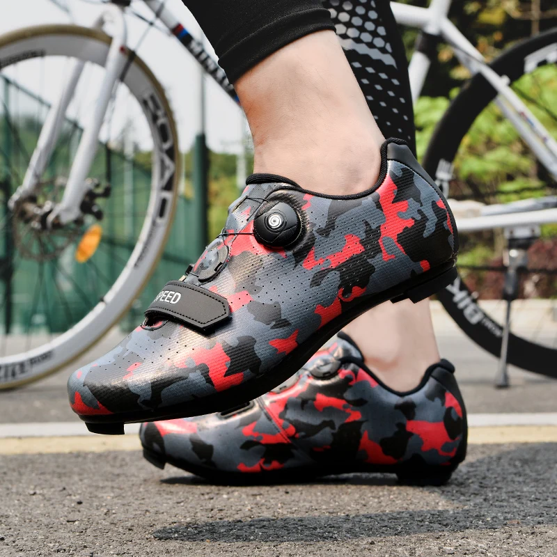 Men's Cycling Shoes Road Single Buckle SPD Cycling Shoes Outdoor Road Camouflage Breathable Road Racing Cycling Sports Shoes 5