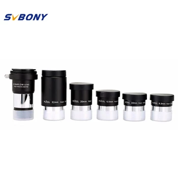 SVBONY 1.25" Plossl Eyepiece Kit 6.3 10 12.5 20 32mm Multi Coated+2X Barlow Lens Astronomy Telescope Accessory