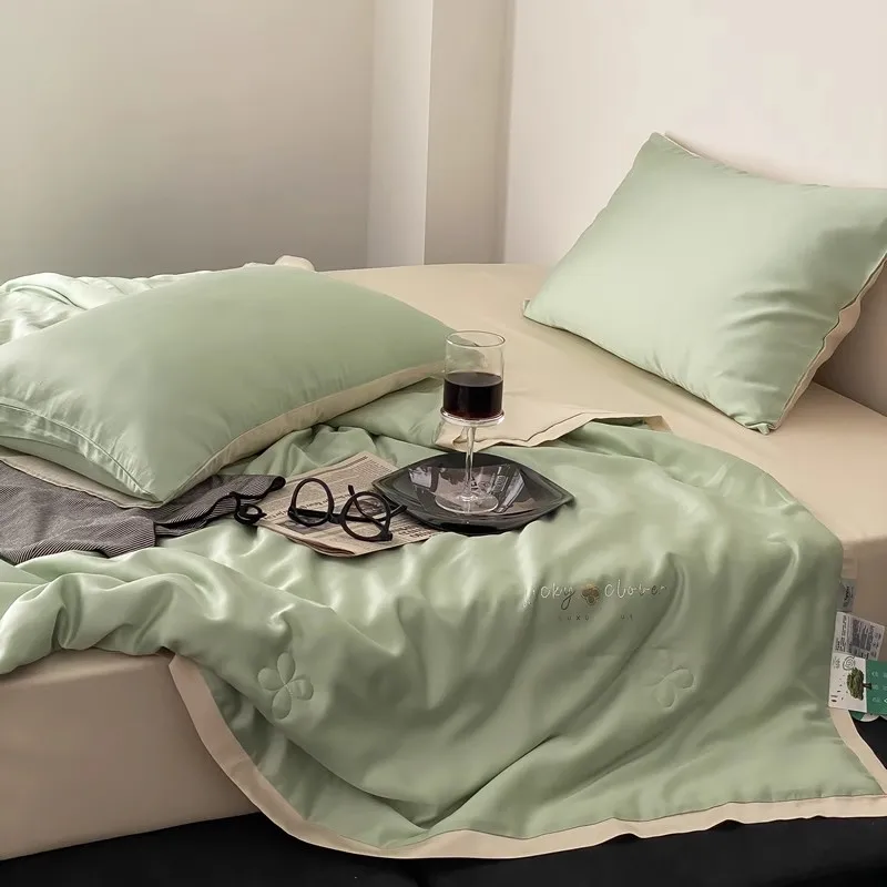 

Caramel color minimalist matte mixed with solid color matte bed, four piece set of all cotton pure cotton duvet cover, thickened