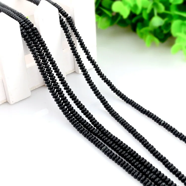 

2x4mm Black Stone Loose Beads 2*4mm Small Size Abacus Beads For Jewelry Making DIY Bracelet Necklace 15'' Wholesale