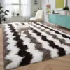 Soft Shaggy Rugs Plush Area Rugs for Living Room Bedroom Fluffy Carpets Home Decor,5x8ft,Stripe Brown 1